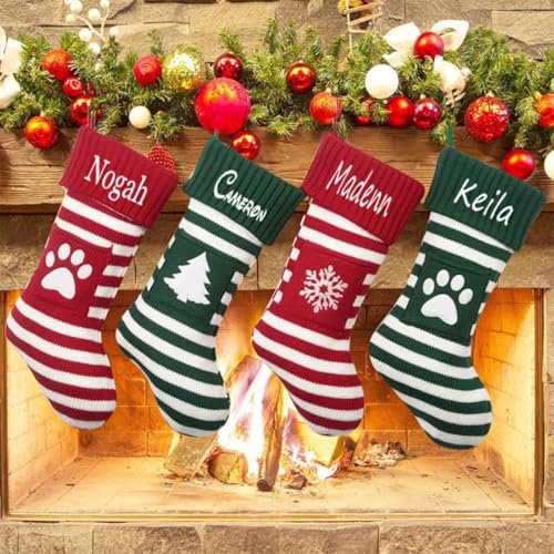 XFZDKJSD Weihnachtsstrümpfe, personalisierbar, mit Namen bestickt, Weihnachtsstrümpfe mit Namen, individuelle Weihnachtsstrümpfe (rote Krallen)