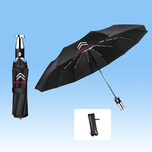 LJCXZS Regenschirm Sturmfest für Citroen C4 L,210T Teflon-Beschichtung Taschenschirm mit Badge Faltbar Kompakte Umbrella mit Logo Auf-zu-Automatik Reise Regenschirm für Herren Damen,C