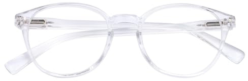 SKYWAY Blaulichtfilter Brille ohne Stärke Damen Herren, Klassische Leichte Runde Blaulicht Brille Blue Light Glasses Computerbrille Gaming Brille mit Federscharnier