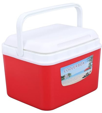 Große, Isolierte 5-Liter-Kühlbox, Tragbare Eisbox für Reisen, Camping, Picknick, Fisch, Isolierte Kühlbox, Hartschale, Hält Lebensmittel Frisch und Getränke Kühl (Rot)