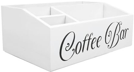 Zerodis Organizador de estación de café, Barra de café de Madera, Caja Decorativa para té, batidor de azúcar, en Botellas, Frijoles, rústico,