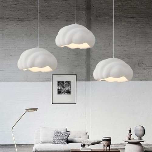 TMKOO Lampe Suspendue Wabi-sabi Nuages E27 Moderne Cloud Lustre Blanc Table À Manger Suspension D'éclairage Intérieur Réglable Décoration De La Maison Pour Salle À Manger Cuisine Luminaires(B-3light)