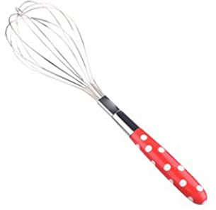 ETZRYSYB Batidor de huevos con mango de acero inoxidable de alambre de globo de mezcla, diseño de mango de fresa (rosa)