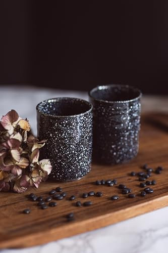 Lot de 2 tasses à thé en céramique style japonais 280 ml - Série Galaxie (Nebula Ember)