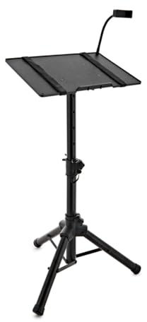 AVCOM Projector Stand Tripod Universal Laptop Portable with Tray Adjustable Height Floor Stand & Built-in Gooseneck Phone Holder for Office Home Stage Movies Studio