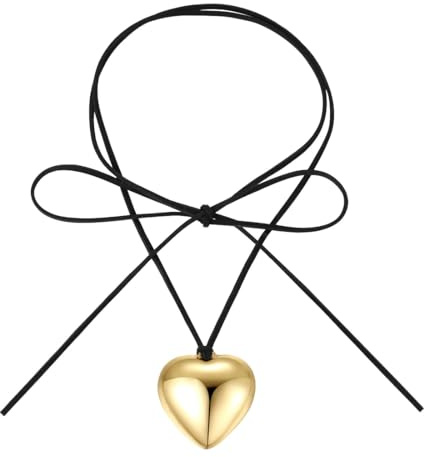 LONZIKP Trachtenschmuck Damen Oktoberfest Dirndl Schmuck Herzkette Gold Schwarz Halsband Kropfband Trachten Kette für Damen Tracht Accessoires