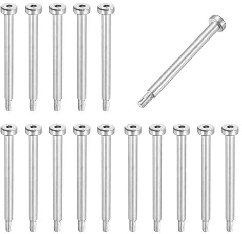 sourcing map Lot de 16 boulons à épaulement en acier inoxydable 304 de 5 mm de diamètre d'épaule de 50 mm de longueur d'épaule M4 x 0,7 - Vis à douille hexagonale pour machines de moulage par