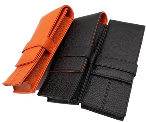 AHIOJEGX Stifteetui Leder Füllfederhalter for 3 Stifte, Bleistifttasche, Bürozubehör(Black)