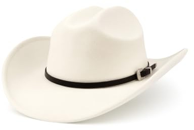 Zylioo plusstorlek filt cowboyhattar, 2XL/XL/L/M/S/XS Western Fedora hatt varm, flera storlekar brett brätte cowgirlhatt för man kvinna, Beige-Fedora stil krona, S