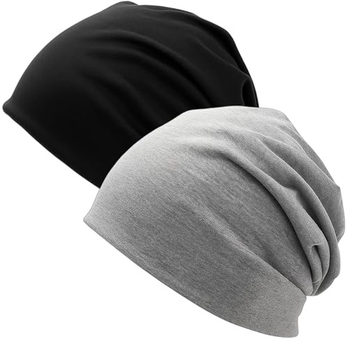 HcvGcm Dünne Mütze Damen, Beanie, Beanie Herren, 2er Pack Leichte Mützen Für Damen Und Herren, Dünne Mütze Kinder, Outdoor-Aktivitäten, Alltag, Schwarz Und Grau