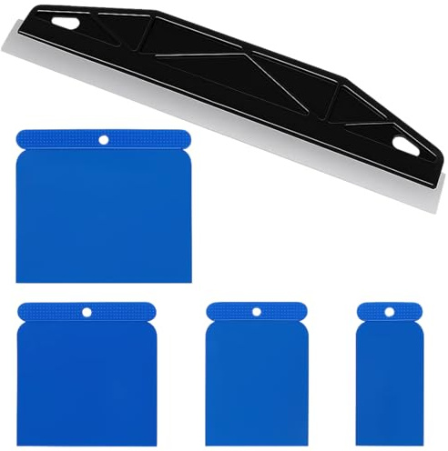 Paint Guard, Paint Shield, Paint Trim Guard, Professional 5-Piece Painting Tool Set, Stainless Steel Paint Edging Tool with 4 Plastic Scrapers, for Wall Repair and Ceiling Trim Work, 12 Inch Size
