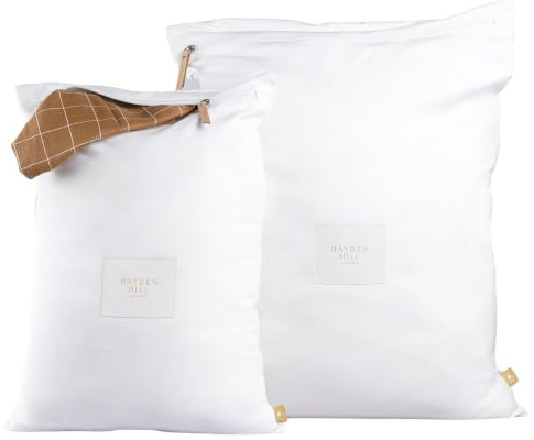 Hayden Hill Luxuriöse Wäschebeutel Bio-Baumwolle, Reise & Zuhause, 2er-Pack | Mit Reißverschluss, Atmungsaktive Bio-Baumwolle, Kleine Innentasche für Feinwäsche, Passt in den Koffer, Für Reise & Zuhause