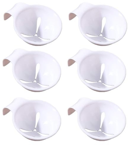 6pcs Egg Separator with Bowl Clip, Kitchen Accessories Plastic Egg Holder Sieve Egg White Yolk Separator Liquid Filter(White)