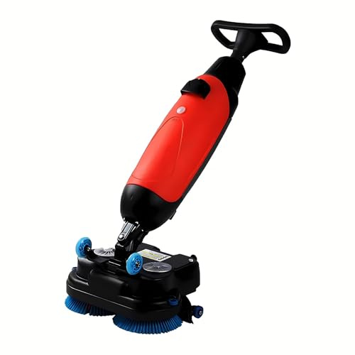 Lissontine Gewerblicher Bodenreiniger, Leichte Bodenreinigungsmaschine, Doppelbürstenkopf, rotierende Bürste 360°, Kabelloser Mini Bodenwischer, effiziente Reinigung für Haushalt und Büro Red