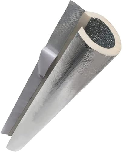 Isolante per Tubature Coppelle in Lana di Roccia con Alluminio Guaina, Autoadesivo Tubo Isolante Antigelo per Esterni, ID 22 27 34 43 52 65 76 90 114mm, Ignifugo Flessibile(90mm*20mm*0.95m)