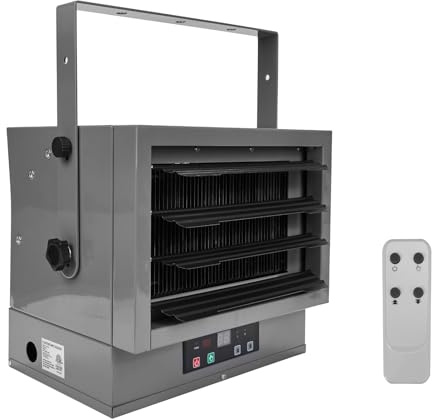 Garage Heater 5000W Electric Fan-forced Heater - Wall/Ceiling Mount, Smart Temperature Control, Overheat Protection, Remote Control & Timer for Workshop, Garage, and Warehouse
