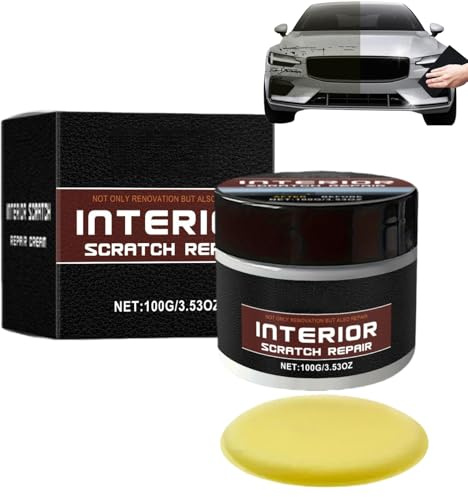 Car Scratch Repair Kit,100g Black Car Polish & Trim Restorer Wax,Vehicle Scratch Remover for Interior Plastic & Dashboard,Portable Car Paint Scratch Repair with Sponge,Car Paint Scratch Repair