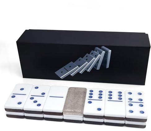 IDTQ Transparent Black Dominoes Set for Adults - Classic Double 6 Dominoes with 28 Tiles - Sleek Dark Tones Board Game for Game Nights & Gifts