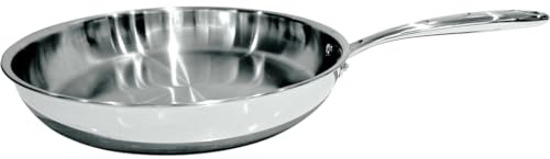 NERTHUS FIH 1578 – Poêle en Acier Inoxydable 3 Couches, Base Full Induction, Sans Revêtement Antiadhésif, Compatible Tous Feux, Professionnelle et Durable