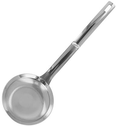 Lawnoval Cuchara coladora de cocina de acero inoxidable con 6000 agujeros de filtro finos, mango ergonómico para espuma, grasa y olla caliente, grado alimenticio SUS304 plateado