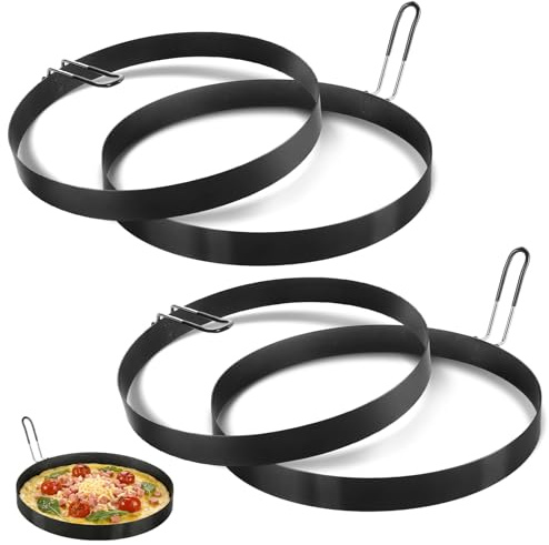 Aramanara 4 Pcs 8 inch Omelette Ring for Griddle, Round Egg Ring for Frying