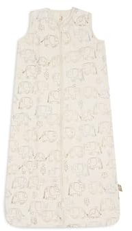 Jollein Musselin Sommerschlafsack Baby – Elephant Tales – 110 cm – 100% Baumwolle – 0.5 TOG – Schlafsack Baby Sommer – OEKO-TEX Zertifiziert