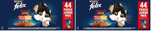 Felix So gut wie es aussieht Doppelt Lecker, Katzenfutter nass in Gelee, Geschmacksvielfalt vom Land, 88er Pack (44 x 85g)