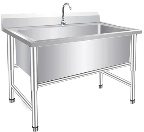 Lavello In Acciaio Inox Fatto A Mano Autoportante Lavandino Multiuso Lavamani Industriale Del Ristorante Commerciale Lavandino Per Garage Cucina Lavanderia Esterni Industriale(80 * 60 * 80cm)