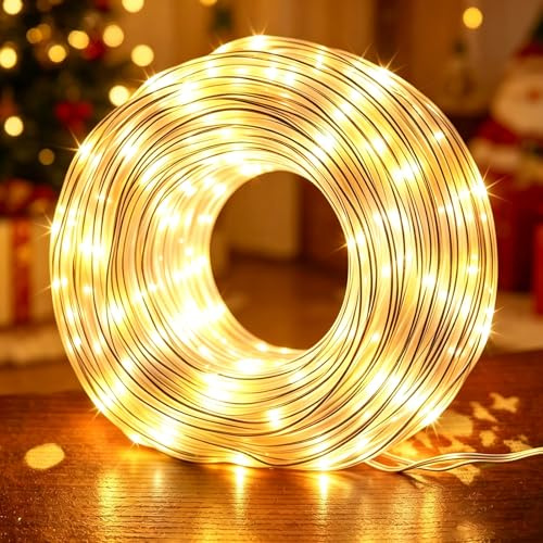 ZingBox Außen Lichterkette, 10M 100 LED Wasserfest Lichterketten | Warmweiß, IP55, Batteriebetrieben, Innen Lichterkette für Party Garten Balkon Fest Hochzeit Weihnachtsbaum Deko