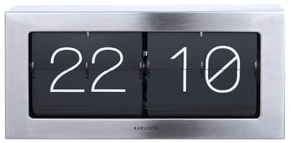 Karlsson Flip Clock Wall Desk Clock Brushed Steel