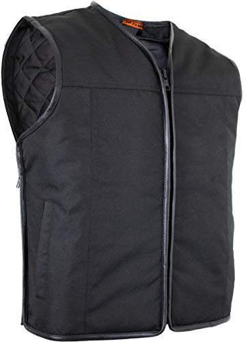 MDM Gilet Biker Moto Uomo Leggero – Tessuto Tecnico Antivento e Idrorepellente – Gilet Motociclista Senza Maniche (IT, Testo, XL, Regular, Regular, Nero)