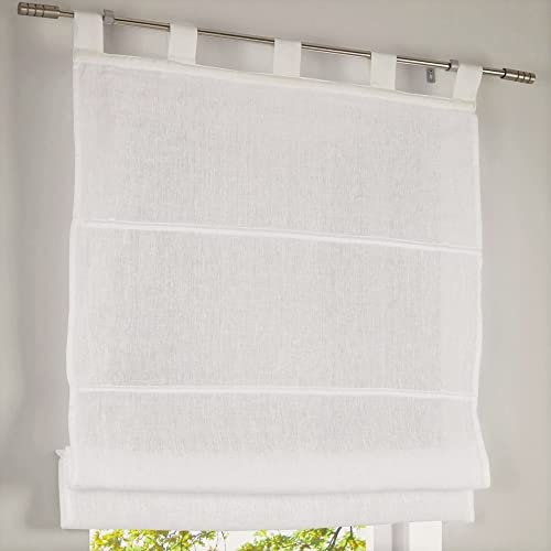 Kutti Raffrollo mit Schlaufen Metis 100% Leinen Creme Breite 60 * Höhe 140 cm