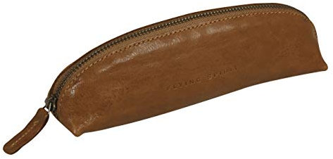 Clairefontaine 106512C Schlampermäppchen (Flying Spirit aus Leder, trapezförmig, 18 x 4,5 x 5,5cm) 1 Stück Cognac