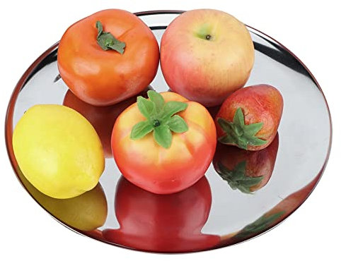 Vassoio da Portata in Acciaio Inossidabile,Vassoio da Portata Tondo Teglia per Pizza 28 cm Vassoio Rotondo in Acciaio Inox,Vassoio per Frutti,Vassoio per Servire Tè Alla Frutta Caffè