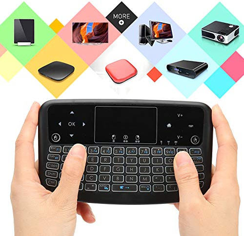 Dpofirs -Wireless-Tastatur, Multimedia-Tastatur mit Touchpad, Maus, Multimedia-Steuertasten, PC-Game-Steuertasten, LED-Hintergrundbeleuchtung für PC, Laptop, HTPC, für Android TV