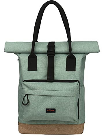 TOURBON Nylon Bicycle Rolltop Backpack Rear Shoulder Pannier Outdoor Tote Bag Green