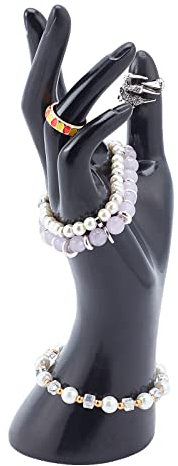 PandaHall Ring-Armband-Ausstellungsständer, Schmuck-Display-Halter, Kunstharz, Handschuh-Präsentationsständer, Schwarze Mannequin-Hände, Glattes Weibliches Handmodell Für Die Organisation