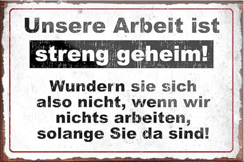 Magnet ''Unsere Arbeit ist streng geheim'' 9x6cm Kühlschrankmagnet Lustige Sprüche Feier Vintage Retro Geburtstag Deko Party Überraschung Fan Büro Chef Angestellter Arbeit Job