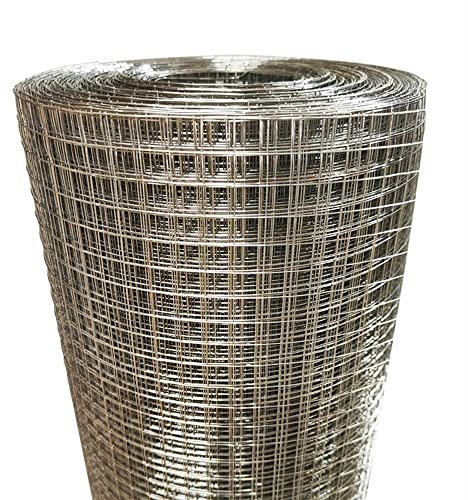 304 Edelstahl Schweißgitter 18mm Loch Quadratisch Stahl Maschendraht Volierendraht Drahtgitter Gartenzaun Für Zaun Oder Tierkontrolle (Color : Silver, Size : 1x12m)