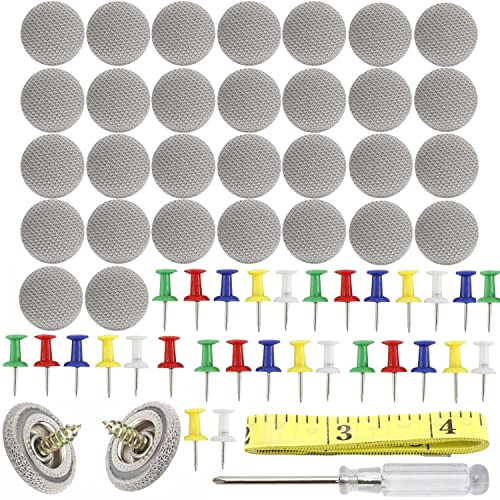MEISO 30 Piezas Botones Coche Techo, Fijación al Techo del Coche, Chinchetas Techo Coche, para Remachado Automático el Techo, con Herramienta de Instalación Decoración de Interiores Automóvil (Gris)