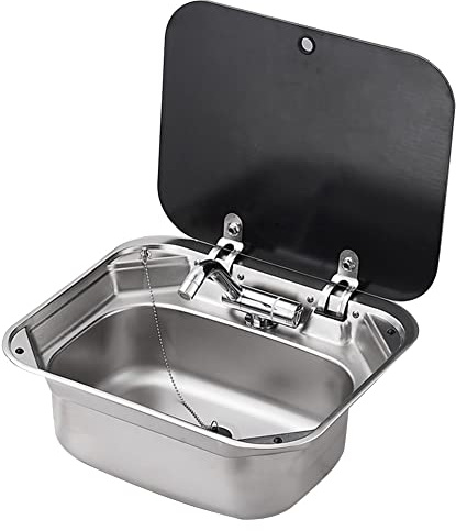 Lavello Da Cucina Per Camper, Lavello Esterno Con Coperchio Rubinetto Freddo E Caldo Lavello Incasso In Acciaio Inox Lavello Per Lavabo A Mano Lavello Bar Camper Camper Quadrato Van