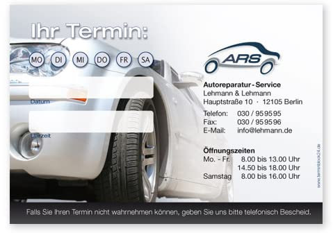 Terminblöcke Mobile individuell bedruckt mit Ihrem Text und Logo! 50 Blatt je Block, 74 x 105 mm (DIN A7), quer, im Online Designer frei gestaltbar (100)