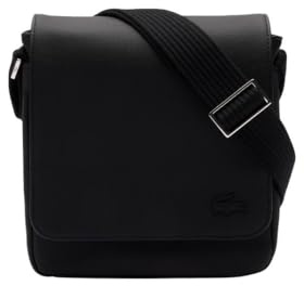Lacoste Men's Classic Flap Crossbody Bag, Black Flap, One Size