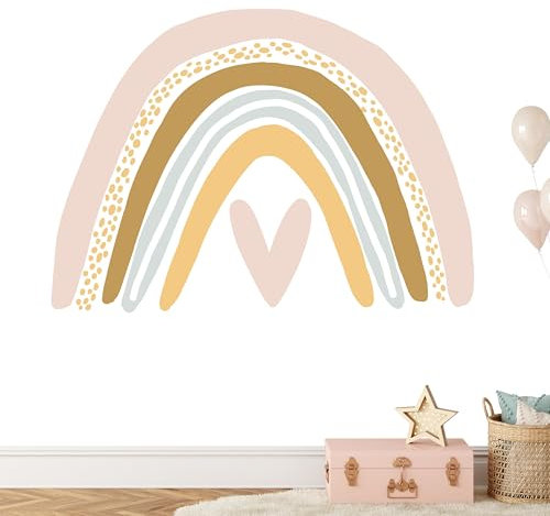 KIDSMOOD - Wandtattoo Kinderzimmer Deko, Wandaufkleber als Dekoration für Babyzimmer, Selbstklebend und rückstandslos Entfernbar, Wandsticker mit Regenbogen Motive für Mädchen und Jungen - 60x44 cm