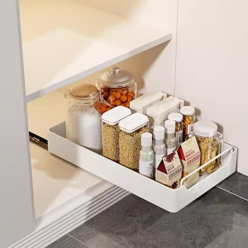 Glorlliant Organiseur de Placard Extractible, Tiroir de Cuisine Télescopique, Tiroirs Coulissants Extensibles pour Armoire de Cuisine, Sans Perçage, 25 cm x 43 cm x 7 cm