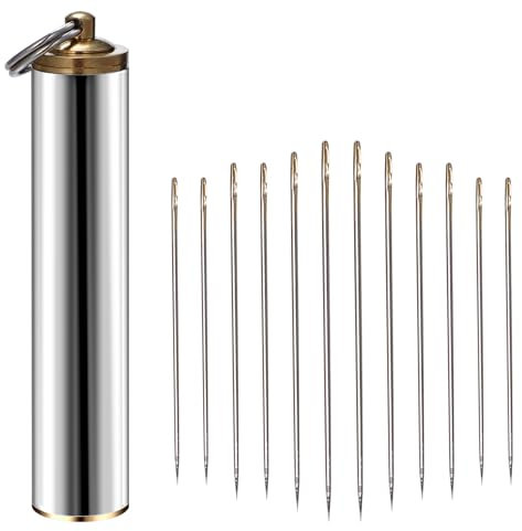 Acooruiteng Nähnadeln mit Großem Öhr 12 Stück Sticknadeln Tragbar Nadeln Stopfnadel mit Nadeln Box Nadel Sticknadel Nähnadeln Set Nähnadel Stopfnadeln Sewing Needles für DIY Stickerei Nähen