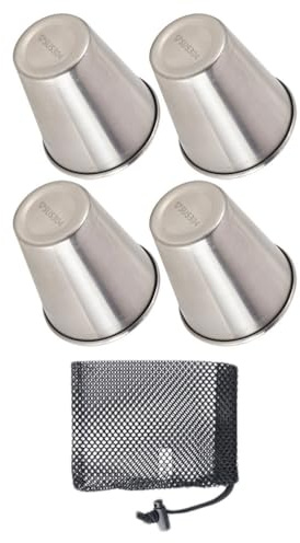 Amosfun Edelstahl Schnapsbecher 50Ml Set 4 Stück Kleine Tragbare Weingläser Für Camping Outdoor Mit Aufbewahrungstasche Stapelbar Geruchsfreie Trinkbecher