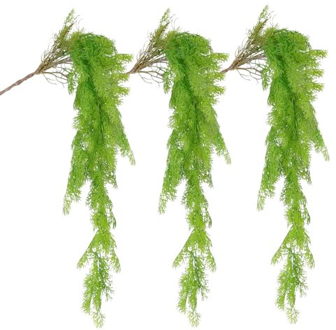 RECUTMS Künstliche Farnpflanzen, zum Aufhängen, Efeu, UV-beständig, Kunststoff, für Außendekoration, Grün, 3 Stück