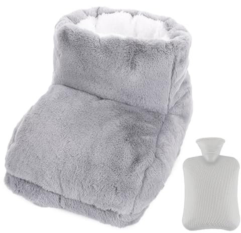 Hojalis Foot Warmer, Heated Foot Warmers with Hot Water Bottle, Hot Water Bottle Heated Foot Muff, 32x28cm Feet Warmer, Heated Slippers for Men Women, Non-Electric Heated Foot Warmers for Home, Office