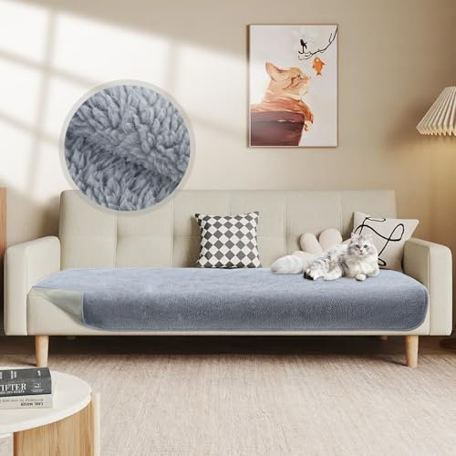 Votoko Sofabezug 1 2 3 4 Sitzer, Couch Überzug, Sofaschoner rutschfest, Sofabezug l Form, Rechteckig Sofadecken für Sitzfläche, Universelle Sofa Überzug(Grau, 70x180cm)